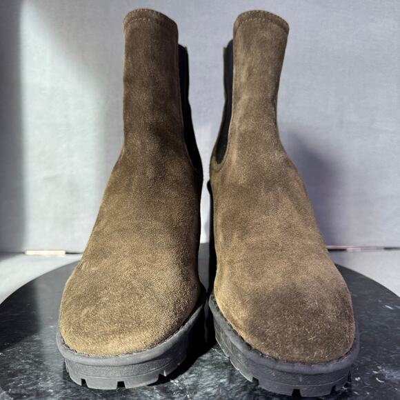 Vince Henderson Water Resistant Green Suede Chelsea Ankle Boot Size 8.5M US - Picture 2 of 9